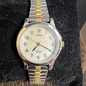 Timex Indiglo Mother of Pearl Two Tone 25mm Watch W6
